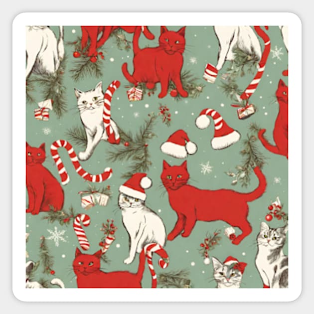 cute cat pattern Christmas theme Sticker by cloudviewv2